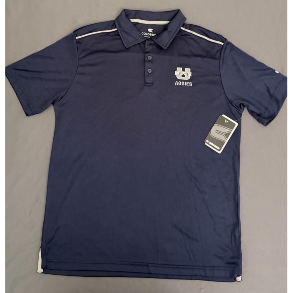 New Colosseum Utah State Aggies Men's Medium Blue Polo Shirt Performance Golf